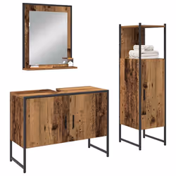 vidaXL Set di mobili per il bagno 3 pcs Marrone 33 x 33 x 102.5 cm - Vista aggiuntiva 3