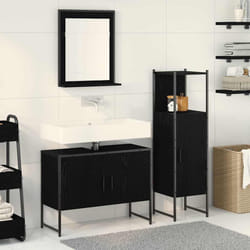 vidaXL Set di mobili per il bagno 3 pcs Nero 33 x 33 x 102.5 cm