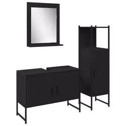 vidaXL Set di mobili per il bagno 3 pcs Nero 33 x 33 x 102.5 cm - Vista aggiuntiva 2
