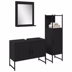 vidaXL Set di mobili per il bagno 3 pcs Nero 33 x 33 x 102.5 cm - Vista aggiuntiva 3
