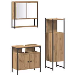 vidaXL Set di mobili per il bagno 3 pcs Marrone 33 x 33 x 120.5 cm - Vista aggiuntiva 2