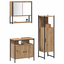 vidaXL Set di mobili per il bagno 3 pcs Marrone 33 x 33 x 120.5 cm - Vista aggiuntiva 3
