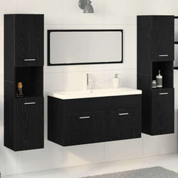 vidaXL Set di mobili per il bagno 4 pcs Rovere Nero 30 x 30 x 130 cm