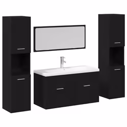 vidaXL Set di mobili per il bagno 4 pcs Rovere Nero 30 x 30 x 130 cm - Vista aggiuntiva 2