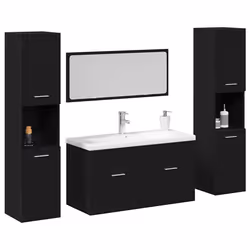 vidaXL Set di mobili per il bagno 4 pcs Rovere Nero 30 x 30 x 130 cm - Vista aggiuntiva 3