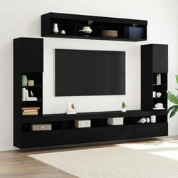 vidaXL Set di Mobiletto da TV a Parete 6 pcs Rovere nero
