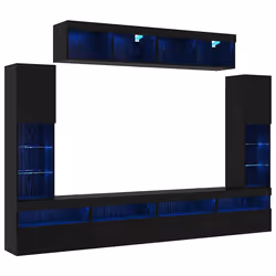 vidaXL Set di Mobiletto da TV a Parete 6 pcs Rovere nero - Vista aggiuntiva 2