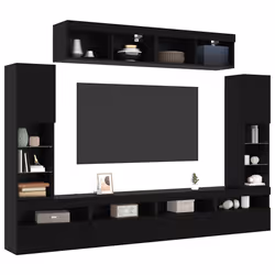 vidaXL Set di Mobiletto da TV a Parete 6 pcs Rovere nero - Vista aggiuntiva 3