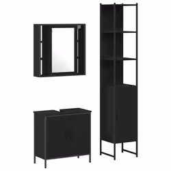 vidaXL Unità da Bagno Nero 33 x 33 x 185.5 cm Legno multistrato - Vista aggiuntiva 2