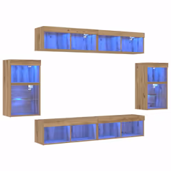 vidaXL Centro di intrattenimento 8 pcs rovere artigianale - Vista aggiuntiva 2