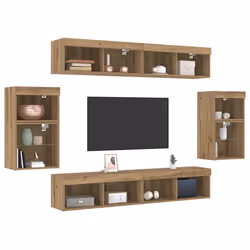 vidaXL Centro di intrattenimento 8 pcs rovere artigianale - Vista aggiuntiva 3