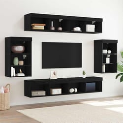 vidaXL Centro di intrattenimento 8 pcs Rovere nero 40 x 28.5 x 40 cm