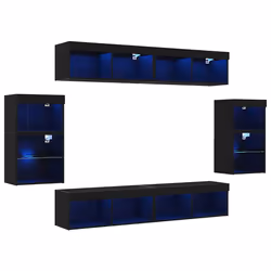 vidaXL Centro di intrattenimento 8 pcs Rovere nero 40 x 28.5 x 40 cm - Vista aggiuntiva 2