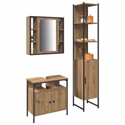 vidaXL Set di Armadi da Bagno con lo scaffale 3 pcs rovere artigianale - Vista aggiuntiva 3