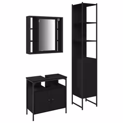 vidaXL Set di Armadi da Bagno 3 pcs Rovere nero 33 x 33 x 185.5 cm - Vista aggiuntiva 2