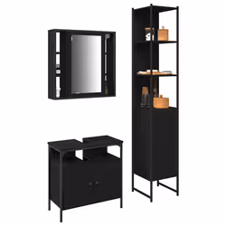 vidaXL Set di Armadi da Bagno 3 pcs Rovere nero 33 x 33 x 185.5 cm - Vista aggiuntiva 3