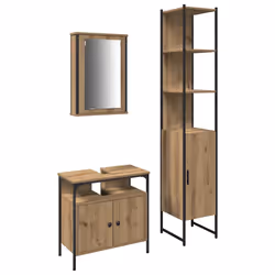vidaXL Set di mobili per il bagno con porta 3 pcs rovere artigianale - Vista aggiuntiva 2