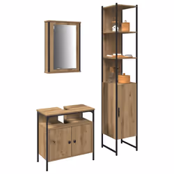 vidaXL Set di mobili per il bagno con porta 3 pcs rovere artigianale - Vista aggiuntiva 3