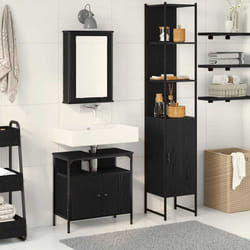vidaXL Set di mobili per il bagno 3 pcs Rovere nero 33 x 33 x 185.5 cm