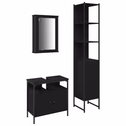 vidaXL Set di mobili per il bagno 3 pcs Rovere nero 33 x 33 x 185.5 cm - Vista aggiuntiva 2