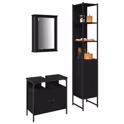 vidaXL Set di mobili per il bagno 3 pcs Rovere nero 33 x 33 x 185.5 cm - Vista aggiuntiva 3