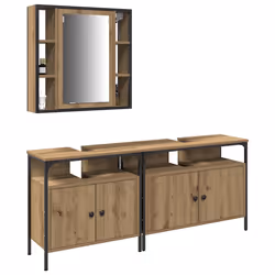 vidaXL Unità da Bagno 3 pcs Marrone 80 x 30 x 60 cm Legno multistrato - Vista aggiuntiva 3