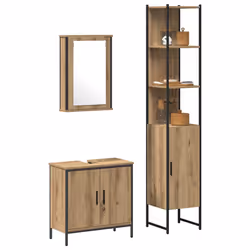vidaXL Set di mobili per il bagno 3 pcs Marrone 33 x 33 x 185.5 cm - Vista aggiuntiva 3