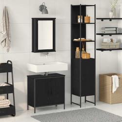 vidaXL Set di mobili per il bagno 3 pcs Nero 33 x 33 x 185.5 cm