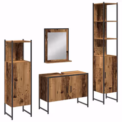 vidaXL Set di mobili per il bagno 4 pcs Marrone 33 x 33 x 185.5 cm - Vista aggiuntiva 2