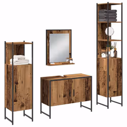 vidaXL Set di mobili per il bagno 4 pcs Marrone 33 x 33 x 185.5 cm - Vista aggiuntiva 3