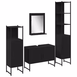 vidaXL Set di mobili per il bagno 4 pcs Nero 33 x 33 x 185.5 cm - Vista aggiuntiva 2