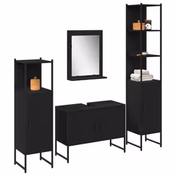 vidaXL Set di mobili per il bagno 4 pcs Nero 33 x 33 x 185.5 cm - Vista aggiuntiva 3