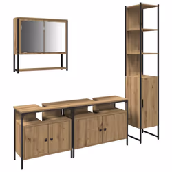 vidaXL Set di mobili per il bagno con porta 4 pcs rovere artigianale - Vista aggiuntiva 2
