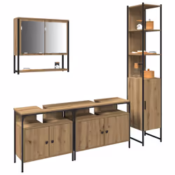 vidaXL Set di mobili per il bagno con porta 4 pcs rovere artigianale - Vista aggiuntiva 3