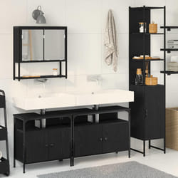 vidaXL Set di mobili per il bagno 4 pcs Rovere nero 33 x 33 x 185.5 cm