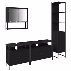 vidaXL Set di mobili per il bagno 4 pcs Rovere nero 33 x 33 x 185.5 cm - Vista aggiuntiva 2