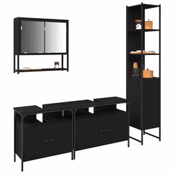 vidaXL Set di mobili per il bagno 4 pcs Rovere nero 33 x 33 x 185.5 cm - Vista aggiuntiva 3