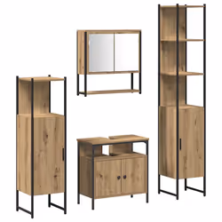 vidaXL Set di mobili per il bagno con porta 4 pcs rovere artigianale - Vista aggiuntiva 2
