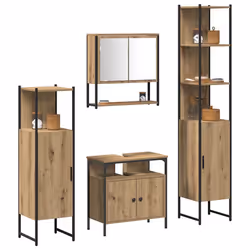 vidaXL Set di mobili per il bagno con porta 4 pcs rovere artigianale - Vista aggiuntiva 3