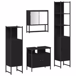 vidaXL Set di mobili per il bagno 4 pcs Rovere nero 33 x 33 x 185.5 cm - Vista aggiuntiva 2