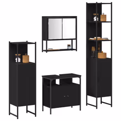 vidaXL Set di mobili per il bagno 4 pcs Rovere nero 33 x 33 x 185.5 cm - Vista aggiuntiva 3