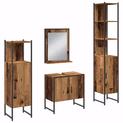 vidaXL Set di mobili per il bagno 4 pcs Marrone 33 x 33 x 185.5 cm - Vista aggiuntiva 2