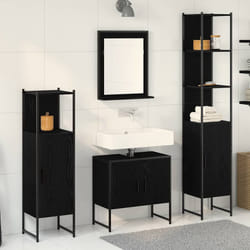 vidaXL Set di mobili per il bagno 4 pcs Nero 33 x 33 x 185.5 cm