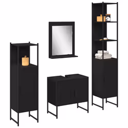 vidaXL Set di mobili per il bagno 4 pcs Nero 33 x 33 x 185.5 cm - Vista aggiuntiva 3