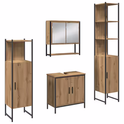 vidaXL Set di mobili per il bagno 4 pcs Marrone 33 x 33 x 185.5 cm - Vista aggiuntiva 2