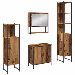 vidaXL Set di mobili per il bagno 4 pcs Marrone 33 x 33 x 185.5 cm - Vista aggiuntiva 2