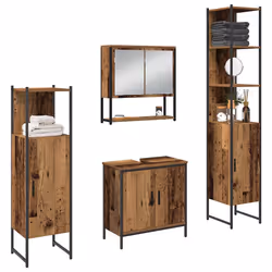vidaXL Set di mobili per il bagno 4 pcs Marrone 33 x 33 x 185.5 cm - Vista aggiuntiva 3