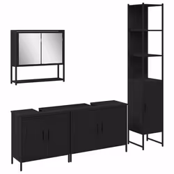 vidaXL Set di mobili per il bagno 4 pcs Nero 33 x 33 x 185.5 cm - Vista aggiuntiva 2