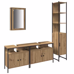vidaXL Set di mobili per il bagno con porta 4 pcs rovere artigianale - Vista aggiuntiva 2