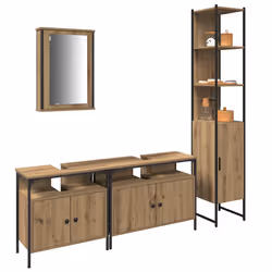 vidaXL Set di mobili per il bagno con porta 4 pcs rovere artigianale - Vista aggiuntiva 3
